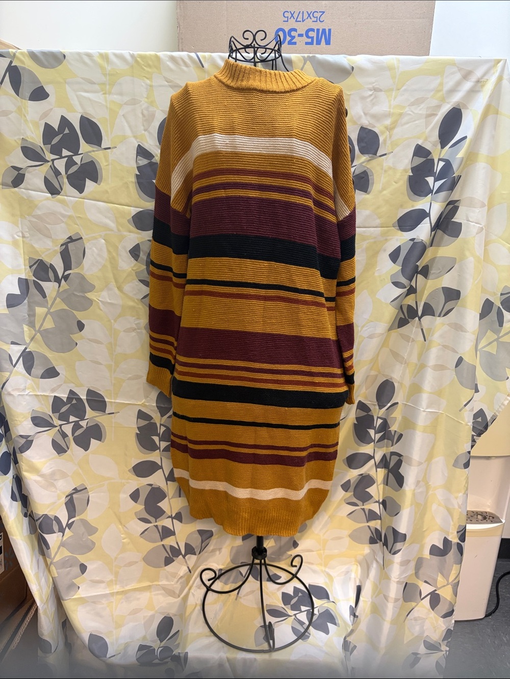 Striped Mustard Long Sweater Dress